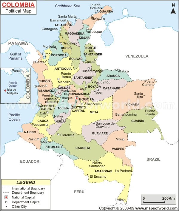 kolumbien politisch Map